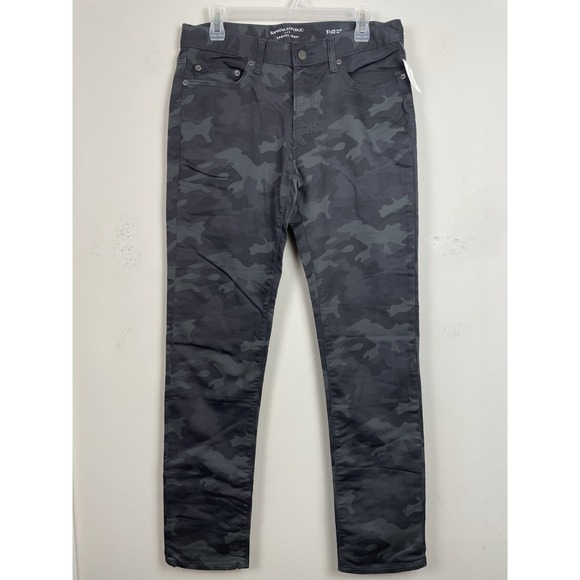 NEW Banana Republic Travel Jean Mens 31x32(31"L) Gray Camo Straight Slim Fit - Picture 2 of 9